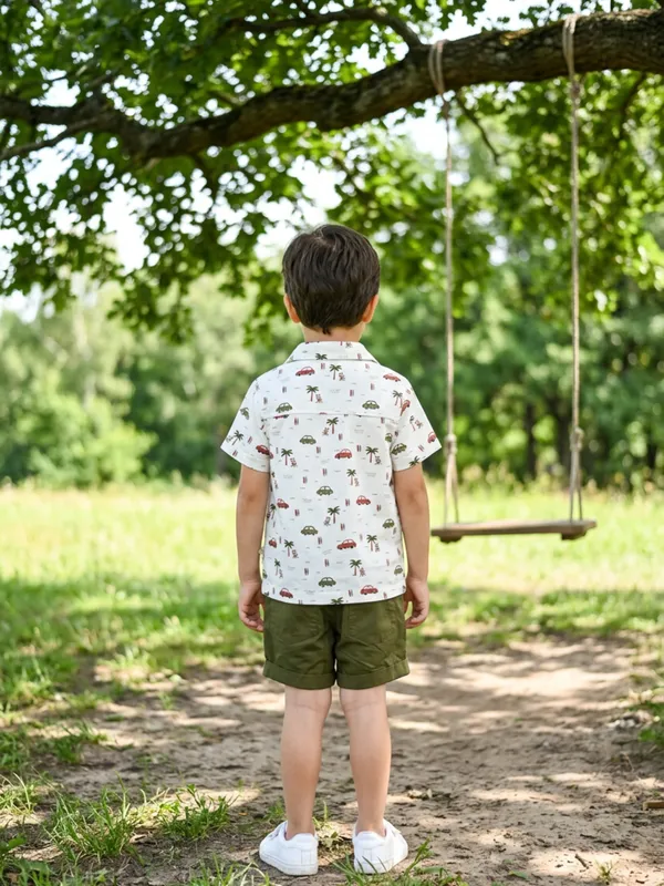 Boys_Organic_Cotton_Poplin_Short_Sleeve_Surfing_All_Over_Print_Shirt_And_Shorts_Set_White_And_Green