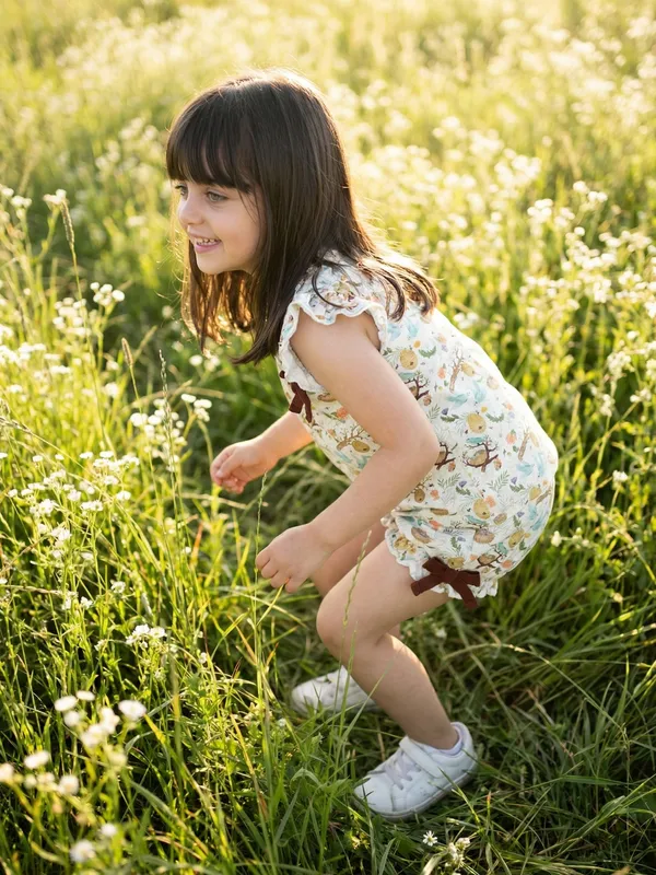Girls_Organic_Cotton_Single_Jersey_Sleevless_All_Over_Print_Top_And_Gathered_Shorts_White_And_Green
