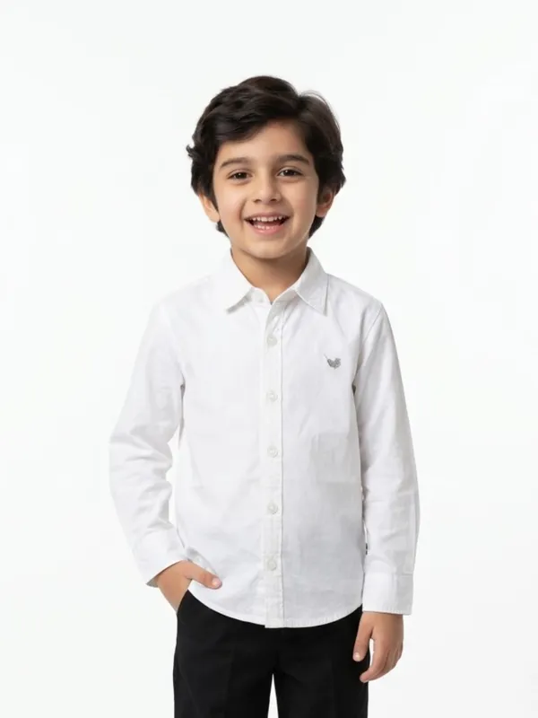 Boys_Organic_Cotton_Poplin_Full_Sleeve_Logo_Embroidered_Shirt_White