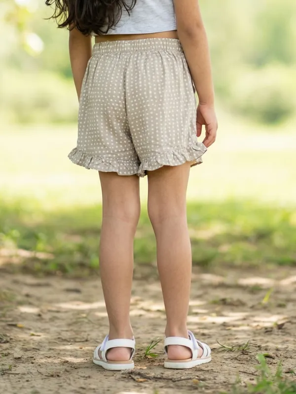 Girls_Organic_Cotton_Modal_Knee_Length_Polka_Dots_Print_Shorts_Beige
