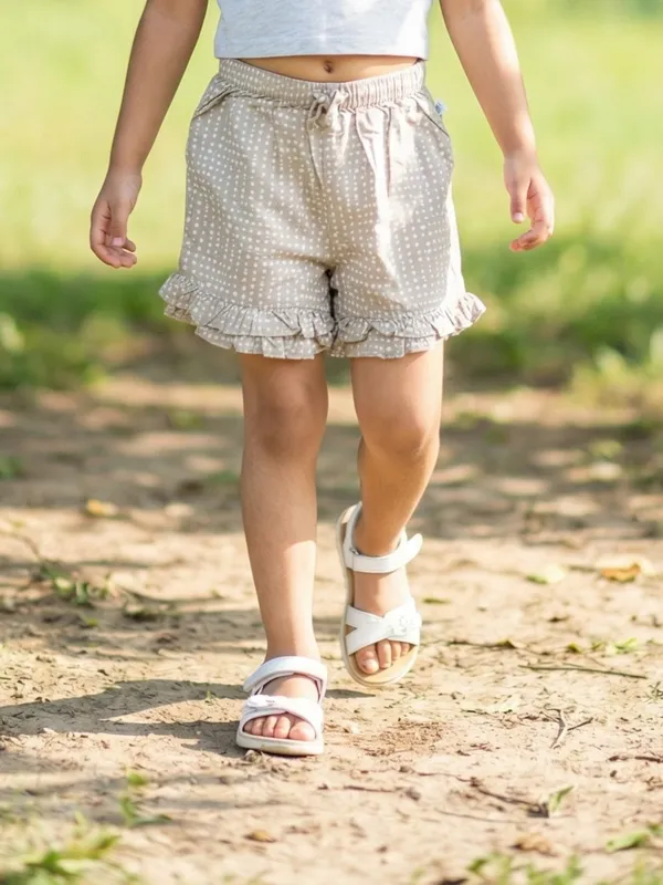 Girls_Organic_Cotton_Modal_Knee_Length_Polka_Dots_Print_Shorts_Beige
