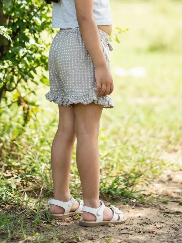 Girls_Organic_Cotton_Modal_Knee_Length_Polka_Dots_Print_Shorts_Beige