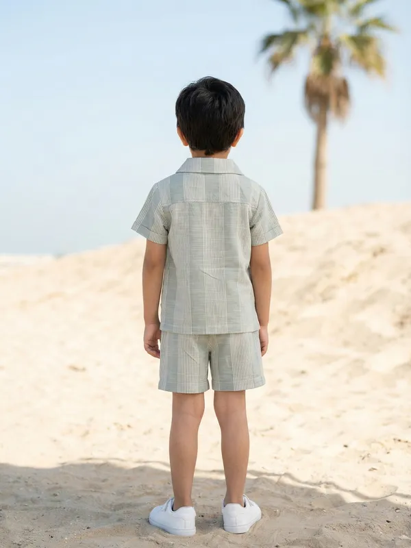 Boys_Organic_Cotton_Woven_Short_Sleeve_Vehical_Embroidered_Applique_Shirt_And_Shorts_Set_Green