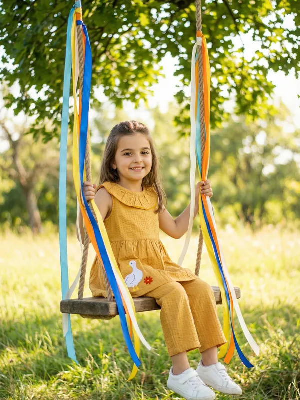 Girls_Organic_Cotton_Seer_Sucker_Sleeveless_Duck_Embroidered_Frill_Top_And_Pant_Set_Yellow
