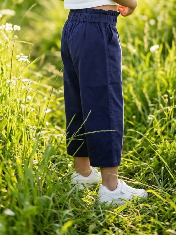 Girls_Organic_Cotton_Crape_Ankle_Length_Flowers_Embroidered_Pant_Navy_Blue