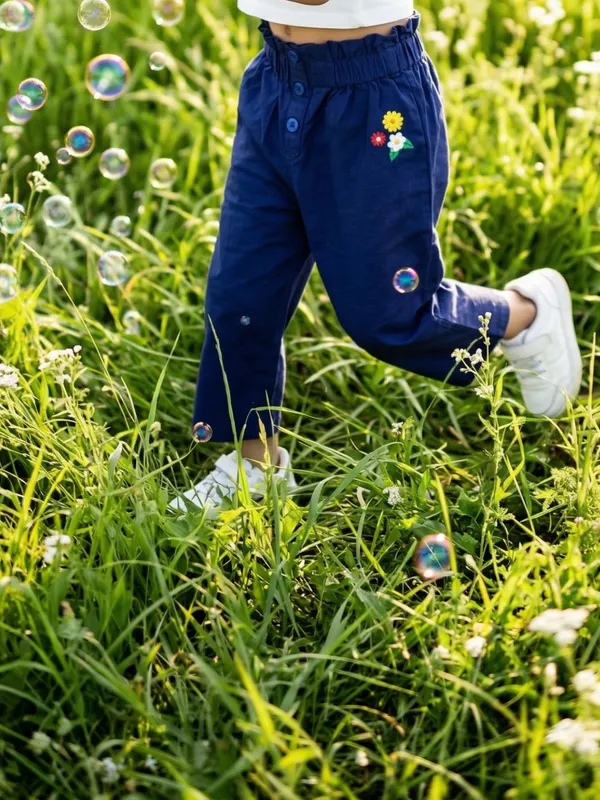 Girls_Organic_Cotton_Crape_Ankle_Length_Flowers_Embroidered_Pant_Navy_Blue