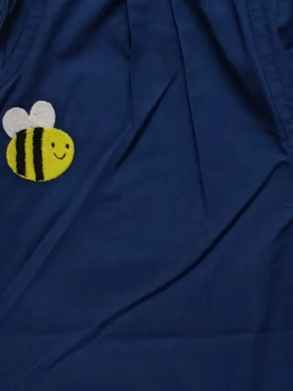 Unisex_Organic_Cotton_Poplin_Full_Length_Bee_Embroidered_Pant_Blue