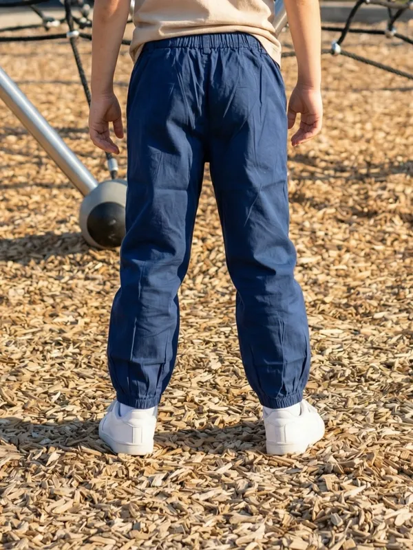 Unisex_Organic_Cotton_Poplin_Full_Length_Bee_Embroidered_Pant_Blue