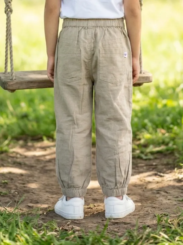 Unisex_Organic_Cotton_Chambray_Full_Length_Small_Tractor_Embroidered_Pant_Khaki