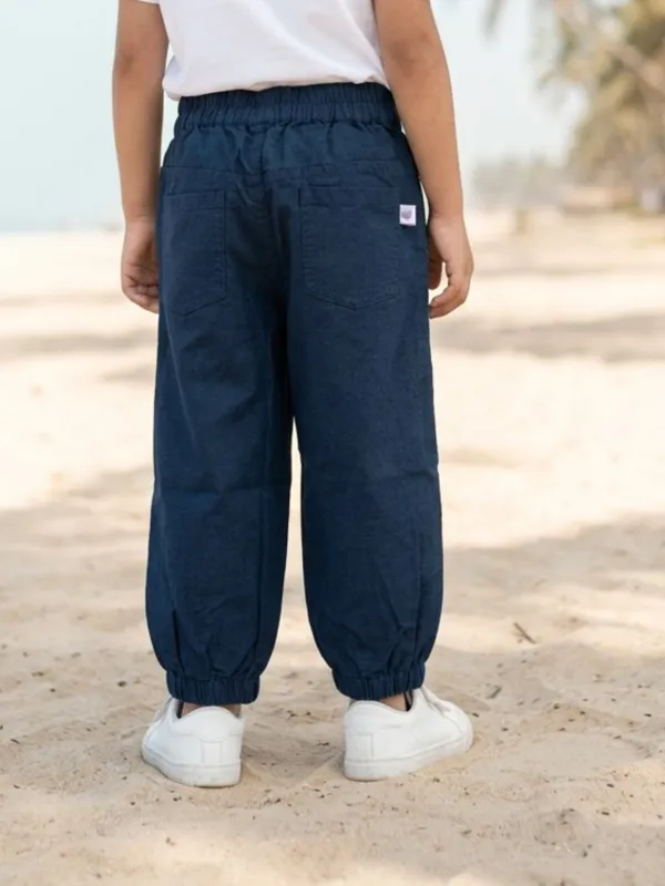 Unisex_Organic_Cotton_Chambray_Full_Length_Racket_Embroidered_Pant_Blue