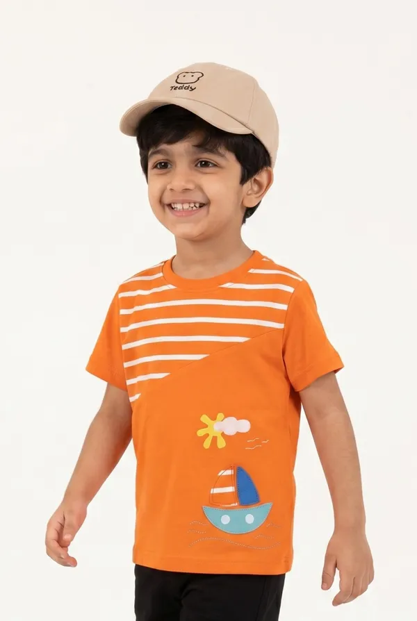 Boys_Organic_Cotton_Half__Sleeve_Embroidered_Applique_T-Shirt