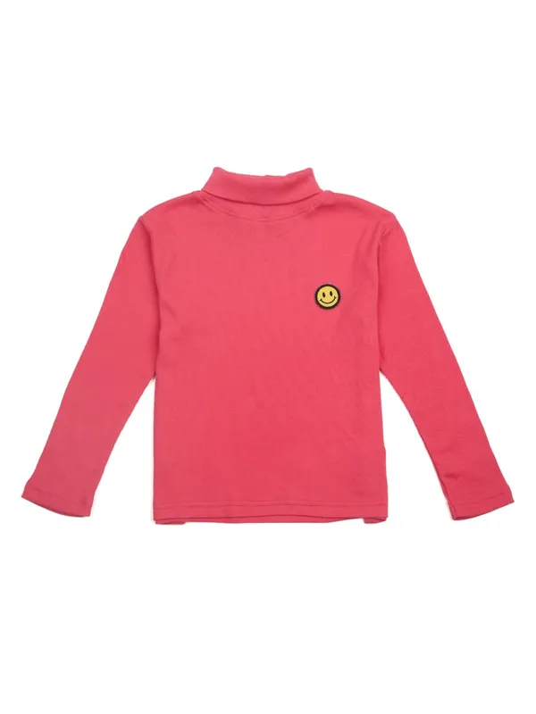 Unisex_Organic_Cotton_Full_Sleeve_Turtle_Neck__T-Shirt_-_Pink