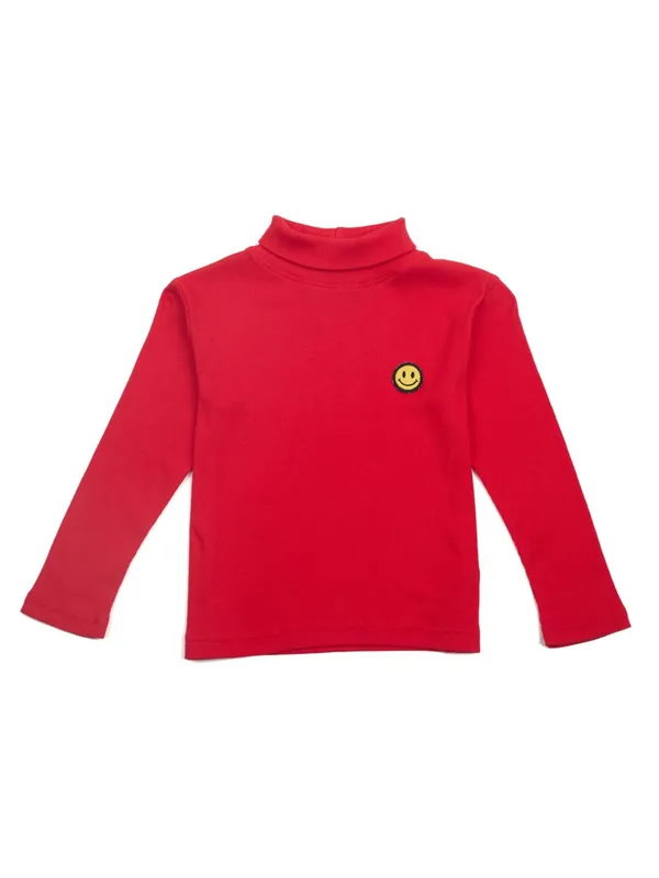 Unisex_Organic_Cotton_Full_Sleeve_Turtle_Neck__T-Shirt_-_Red