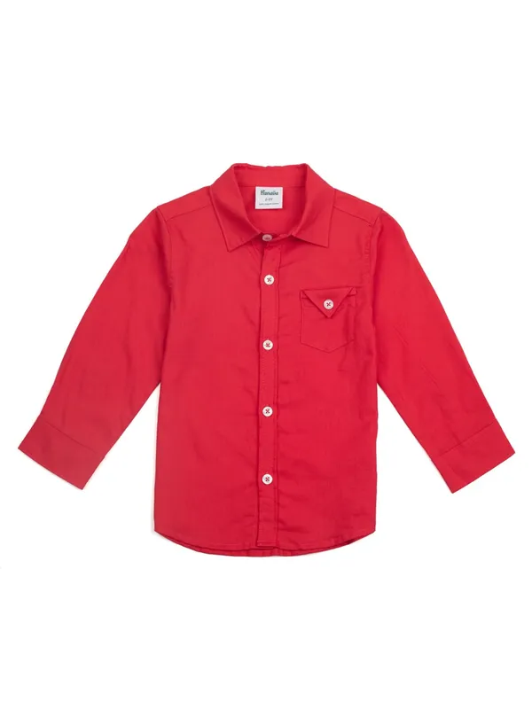 Boys_Organic_Cotton_Full_Sleeve_Solid_Casual_Shirt_with_Chest_Pocket_�_Red