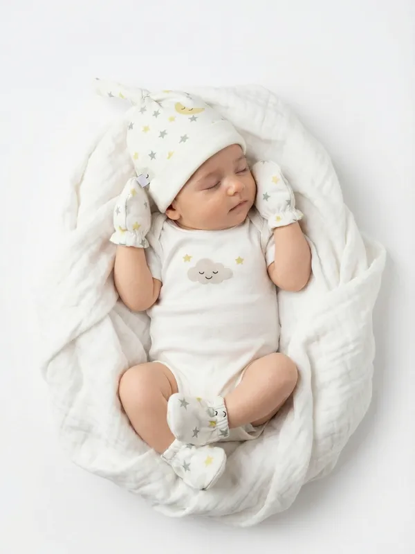 Pranava_100%_Organic_Cotton_Baby_Gift_Set_–_Cloud_&_Star_Print_|_Pack_of_6