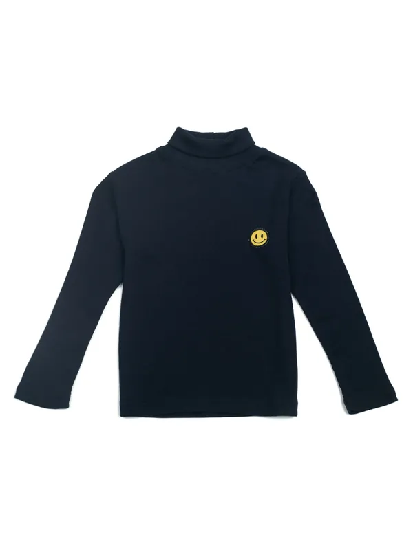 Unisex_Organic_Cotton_Full_Sleeve_Turtle_Neck__T-Shirt_-_Navy_Blue