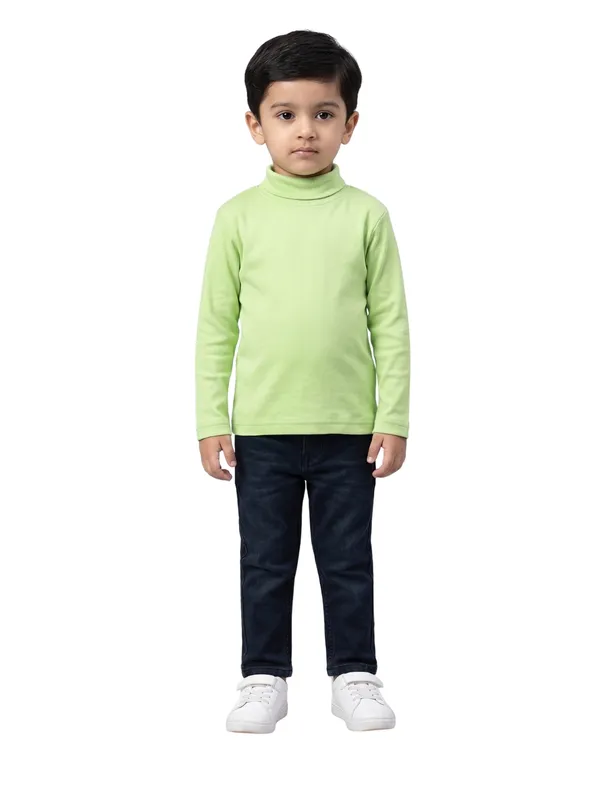 Unisex_Organic_Cotton_Full_Sleeve_Turtle_Neck__T-Shirt_-_Green
