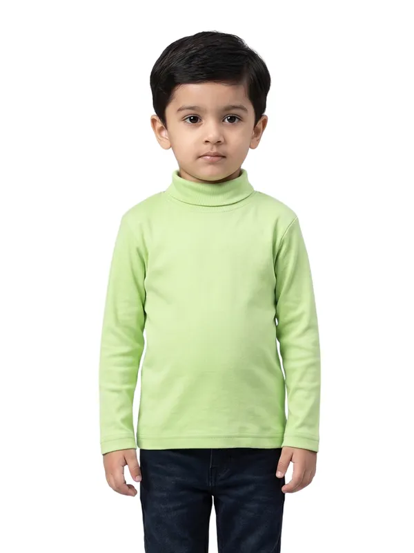 Unisex_Organic_Cotton_Full_Sleeve_Turtle_Neck__T-Shirt_-_Green