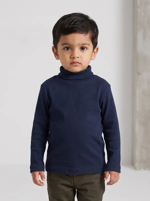 Unisex_Organic_Cotton_Full_Sleeve_Turtle_Neck__T-Shirt_-_Navy_Blue