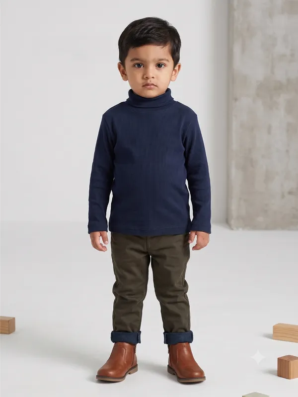 Unisex_Organic_Cotton_Full_Sleeve_Turtle_Neck__T-Shirt_-_Navy_Blue
