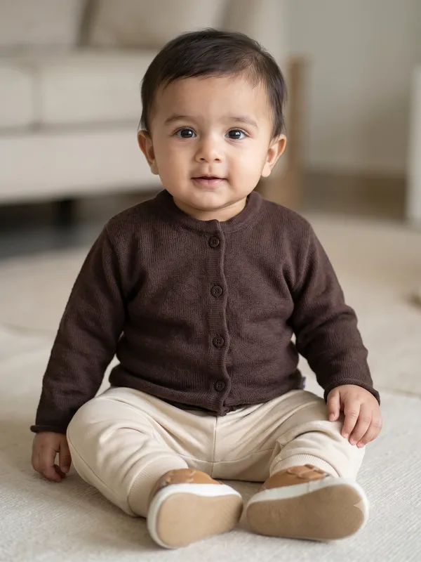 Girls_Organic_Cotton_Full_Sleeve_Round_Neck_Cardigan_With_Front_Opening_And_Raw_Finished_Bottom