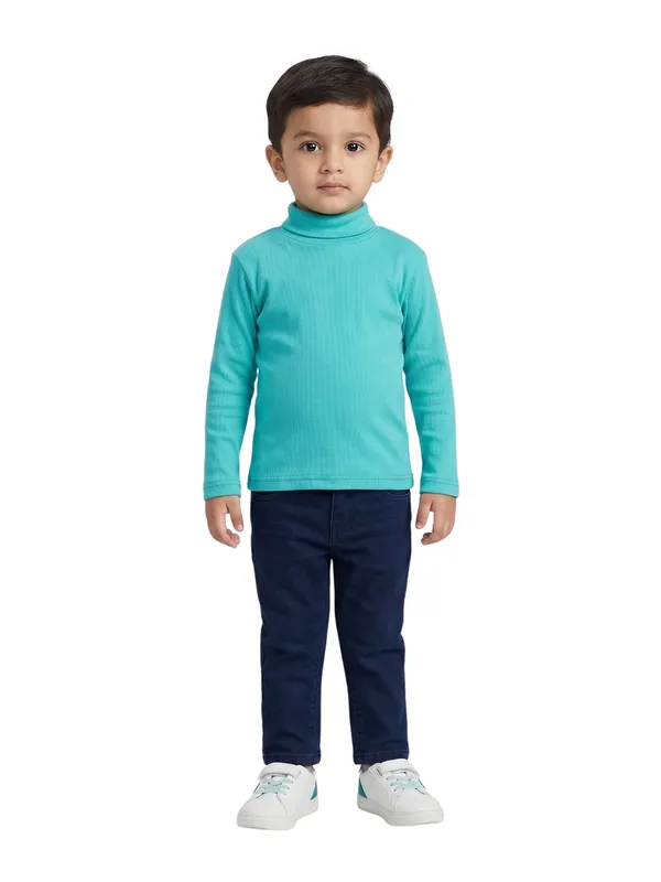 Unisex_Organic_Cotton_Full_Sleeve_Turtle_Neck__T-Shirt_-_Blue