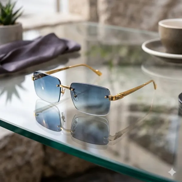 Gold_&_Blue_Metal_Rimless_Sunglasses_For_Casual_Wear