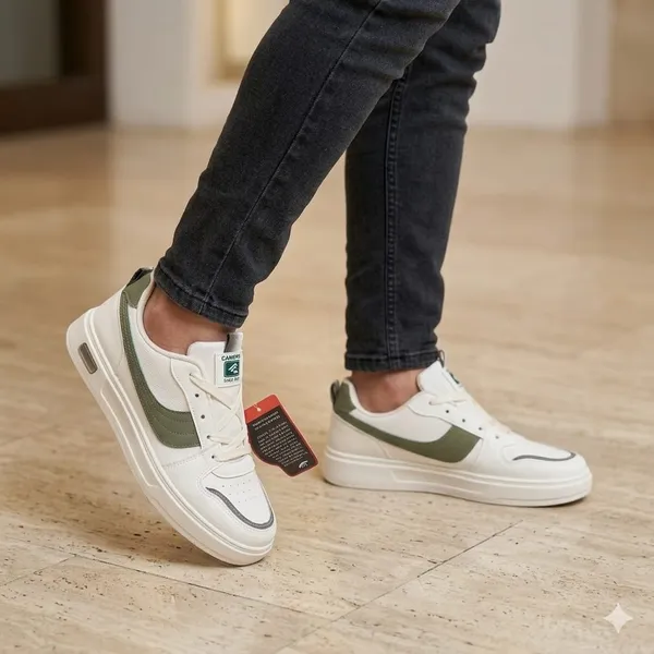 White_&_Olive_Green_Synthetic_Mesh_Casual_Sneakers_For_Daily_Wear