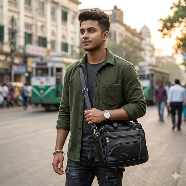 Black_Leatherette_Messenger_Bag_For_Office_Use