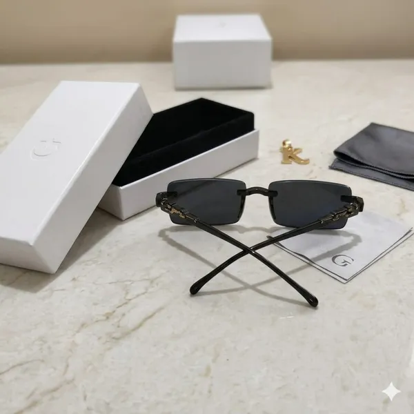 Black_Metal_Rimless_Sunglasses_For_Fashion_Wear