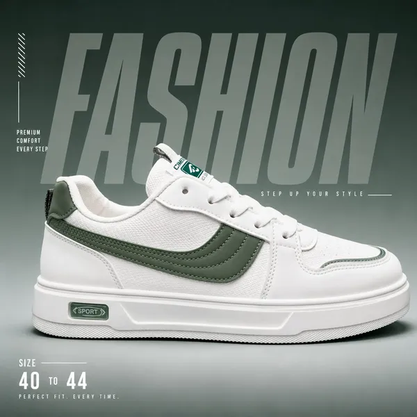 White_&_Olive_Green_Synthetic_Mesh_Casual_Sneakers_For_Daily_Wear