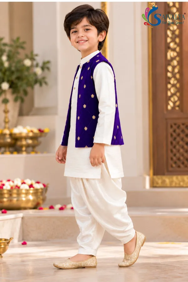 Boys_Off_White_Slub_Cotton_Kurta_Dhoti_Set_with_Royal_Blue_Velvet_Jacket_–_Festive_Ethnic_Wear