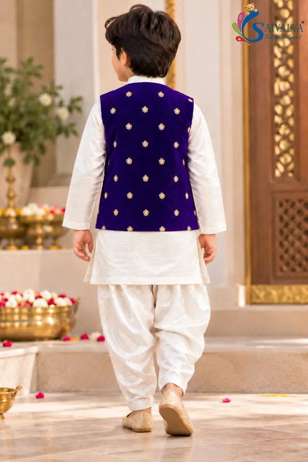 Boys_Off_White_Slub_Cotton_Kurta_Dhoti_Set_with_Royal_Blue_Velvet_Jacket_–_Festive_Ethnic_Wear