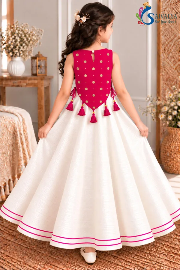 Girls_Off_White_Slub_Cotton_Full_Flared_Dress_with_Rani_Pink_Velvet_Koti_–_Festive_Ethnic_Wear
