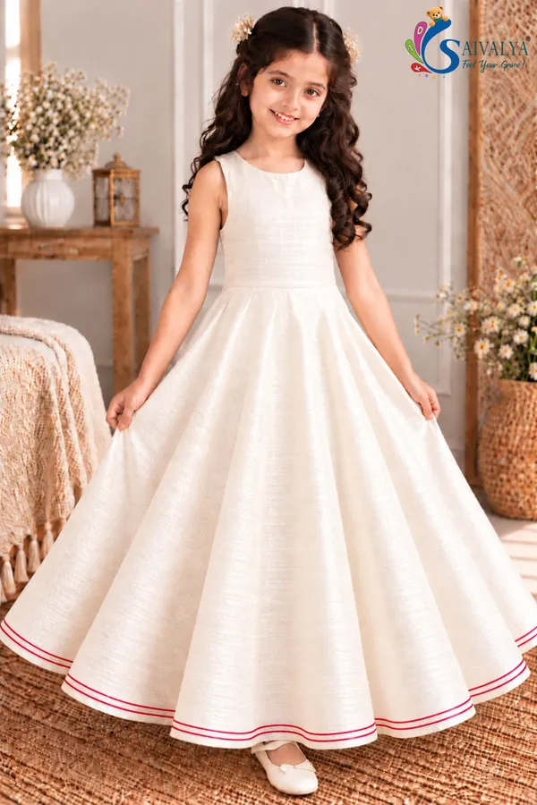 Girls_Off_White_Slub_Cotton_Full_Flared_Dress_with_Red_Velvet_Koti_–_Festive_Ethnic_Wear