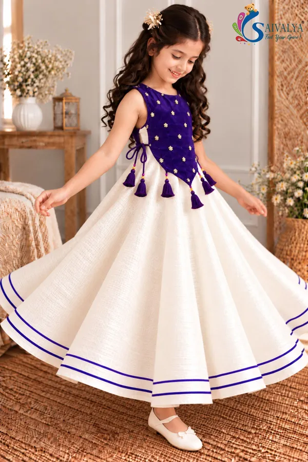 Girls_Off_White_Slub_Cotton_Full_Flared_Dress_with_Royal_Purple_Velvet_Koti_–_Festive_Ethnic_Wear