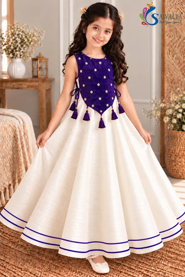 Girls_Off_White_Slub_Cotton_Full_Flared_Dress_with_Royal_Purple_Velvet_Koti_–_Festive_Ethnic_Wear