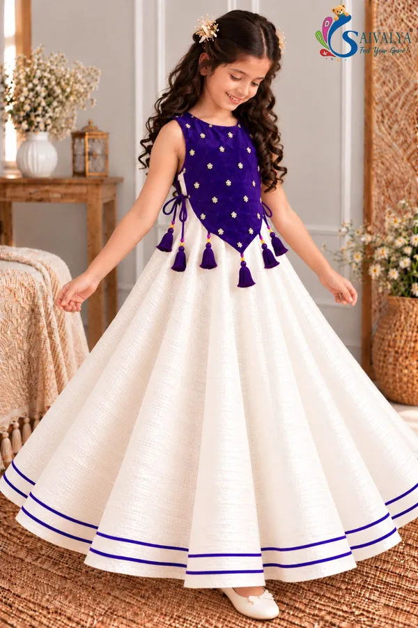 Girls_Off_White_Slub_Cotton_Full_Flared_Dress_with_Royal_Purple_Velvet_Koti_–_Festive_Ethnic_Wear
