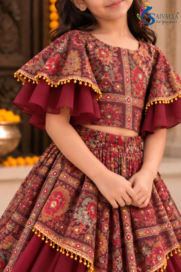 Plum_Kalamkari_Asymmetric_Georgette_Lehenga_Set