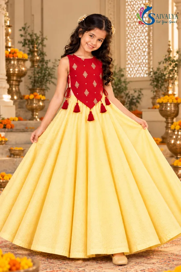 Lemon_Yellow_Soft_Brocade_Flared_Gown_with_Ruby_Red_Detachable_Koti_Jacket