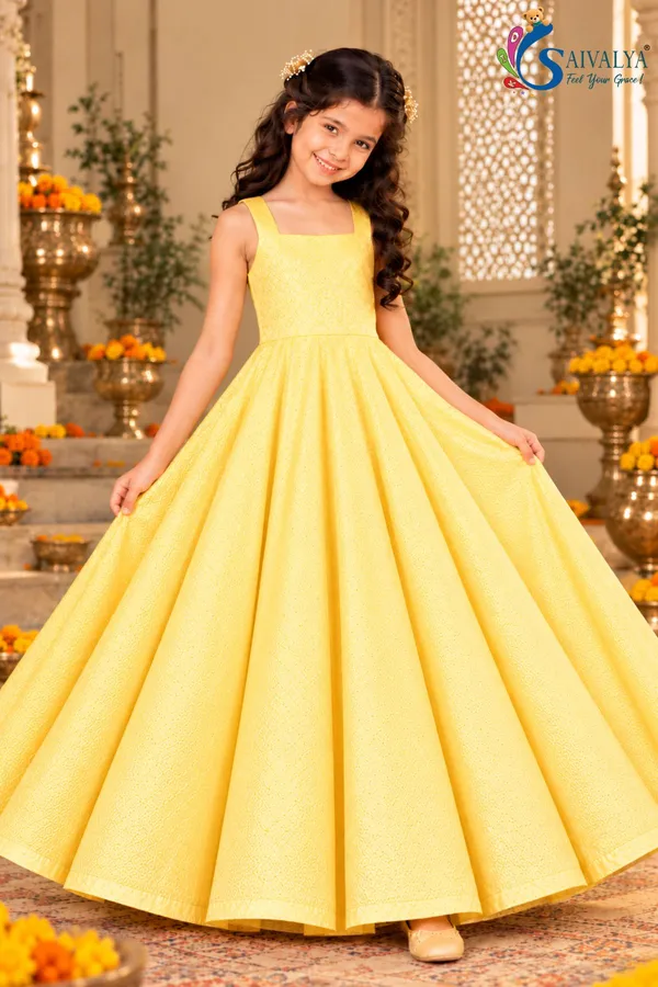 Lemon_Yellow_Soft_Brocade_Flared_Gown_with_Ruby_Red_Detachable_Koti_Jacket