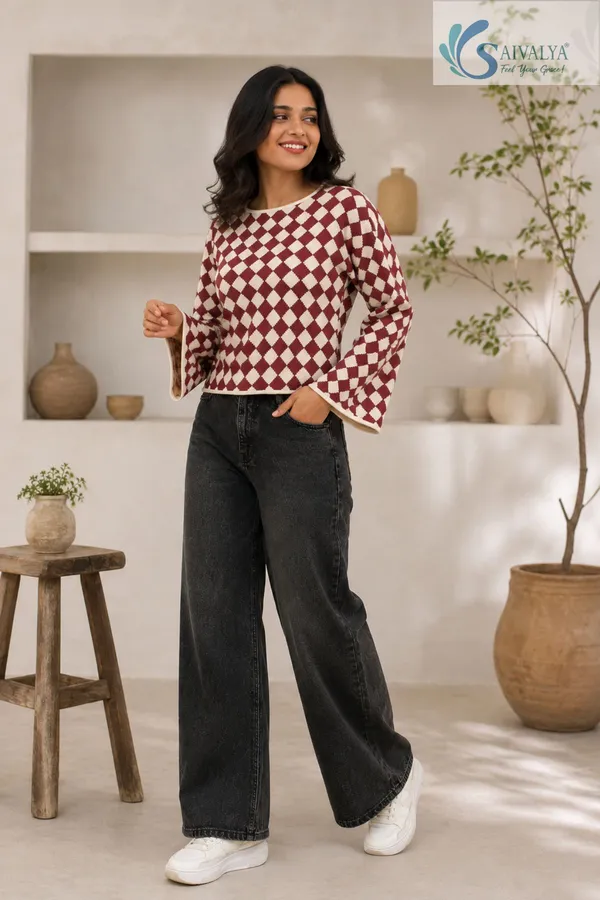 Maroon_and_White_Cotton_Weaving_Premium_Top_for_Women