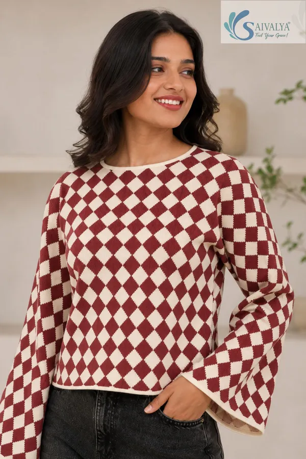 Maroon_and_White_Cotton_Weaving_Premium_Top_for_Women