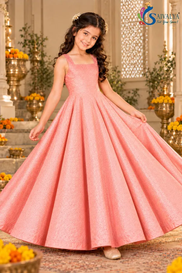 Peach_Pink_Soft_Brocade_Flared_Gown_with_Ruby_Red_Detachable_Koti_Jacket