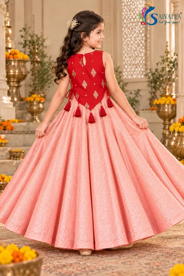 Peach_Pink_Soft_Brocade_Flared_Gown_with_Ruby_Red_Detachable_Koti_Jacket