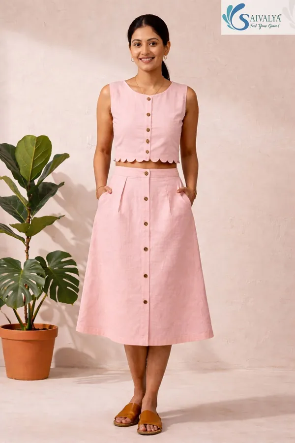 Pink_Pure_Cotton_Two_Piece_Skirt_Set_for_Women