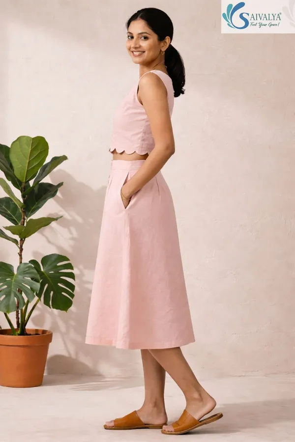 Pink_Pure_Cotton_Two_Piece_Skirt_Set_for_Women