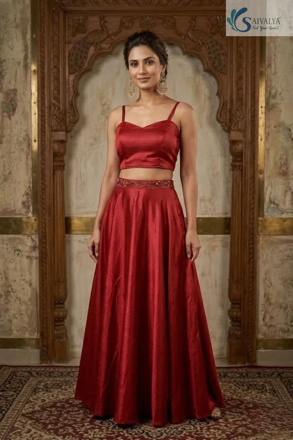 Rouge_Maharani_Embellished_Raw_Silk_Lehenga_Set