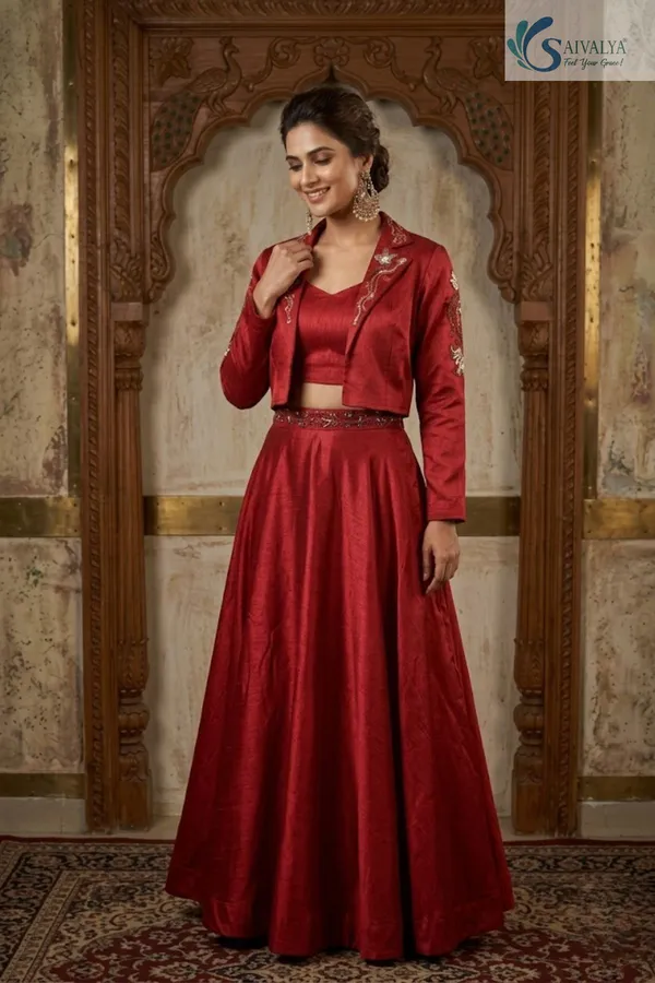 Rouge_Maharani_Embellished_Raw_Silk_Lehenga_Set