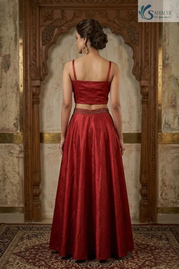 Rouge_Maharani_Embellished_Raw_Silk_Lehenga_Set